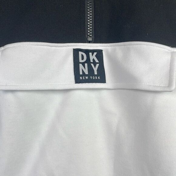DKNY Sport Women's Half Zip Pull Over Fleece Sweatshirt Black & White Small - Picture 3 of 10